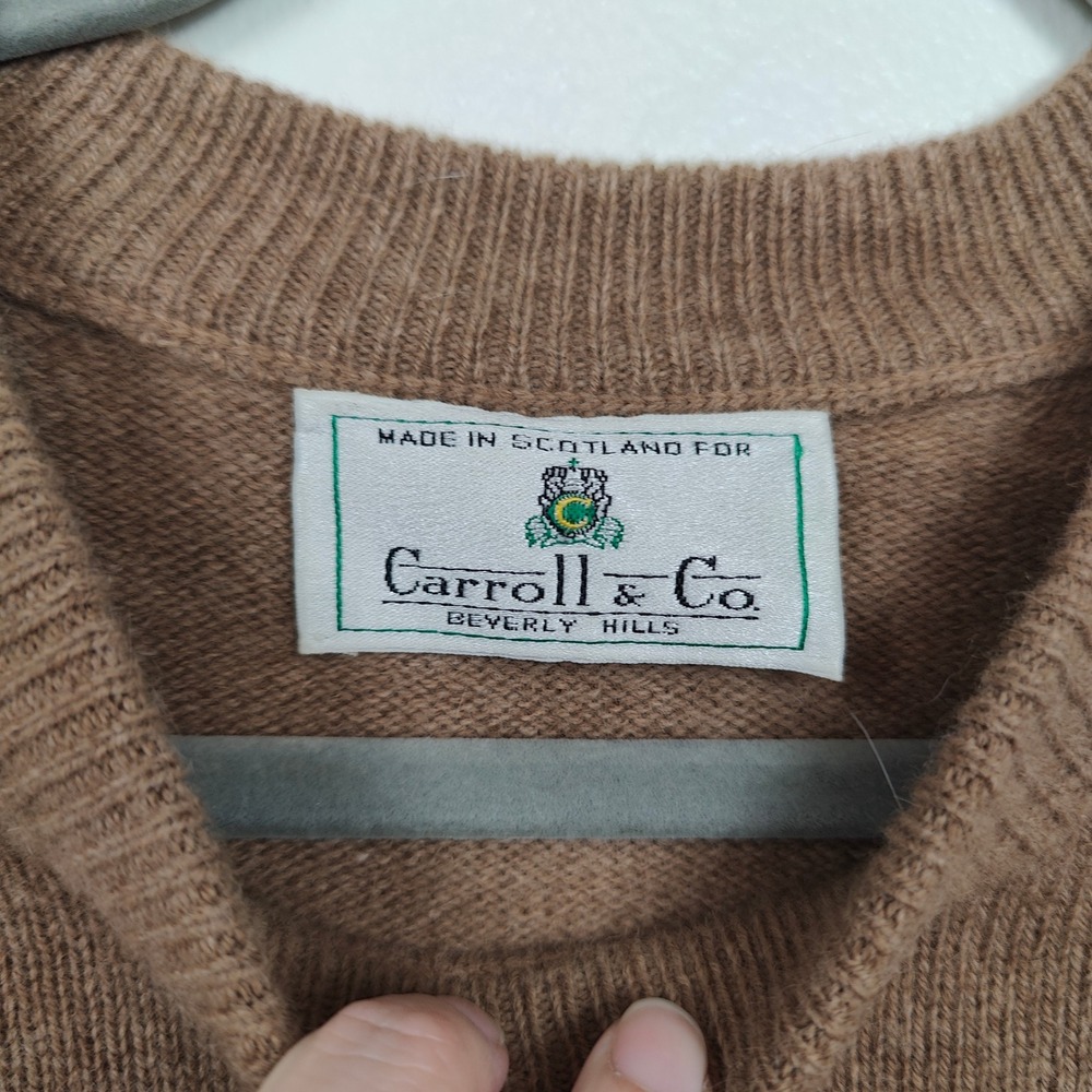 Carroll & Co Sweater Mens 40 Tan Wool Angora Crewneck Raglan‎ Scotland Old Money - Picture 7 of 10